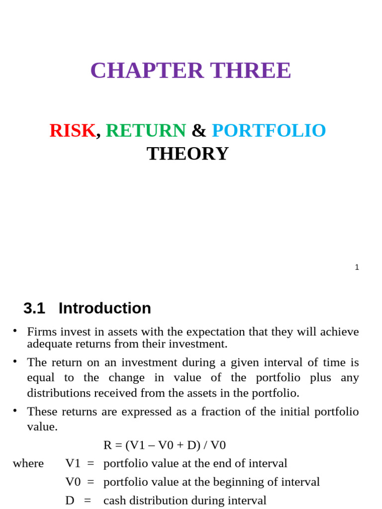 Risk and Return in Portfolio Theory | PDF | Capital Asset Pricing Model ...