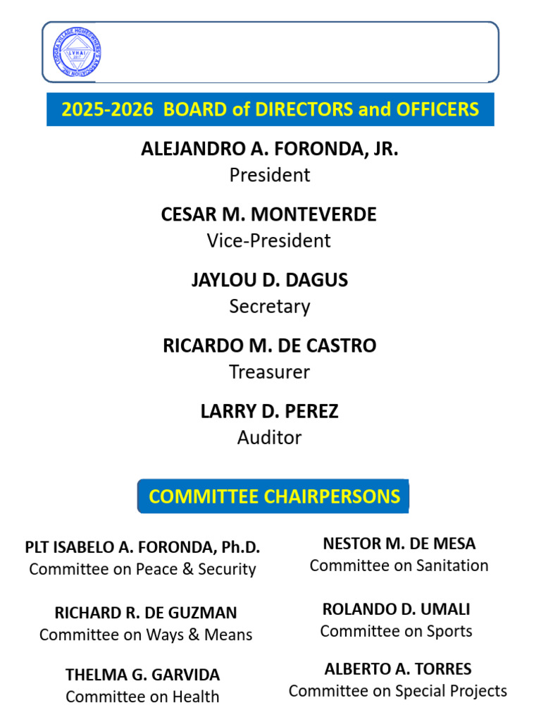 2025-2026 Board of Directors Overview | PDF
