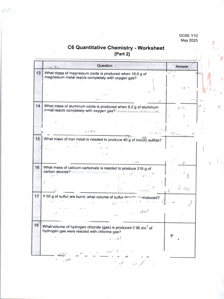 C6 Worksheet 2 Answers | PDF