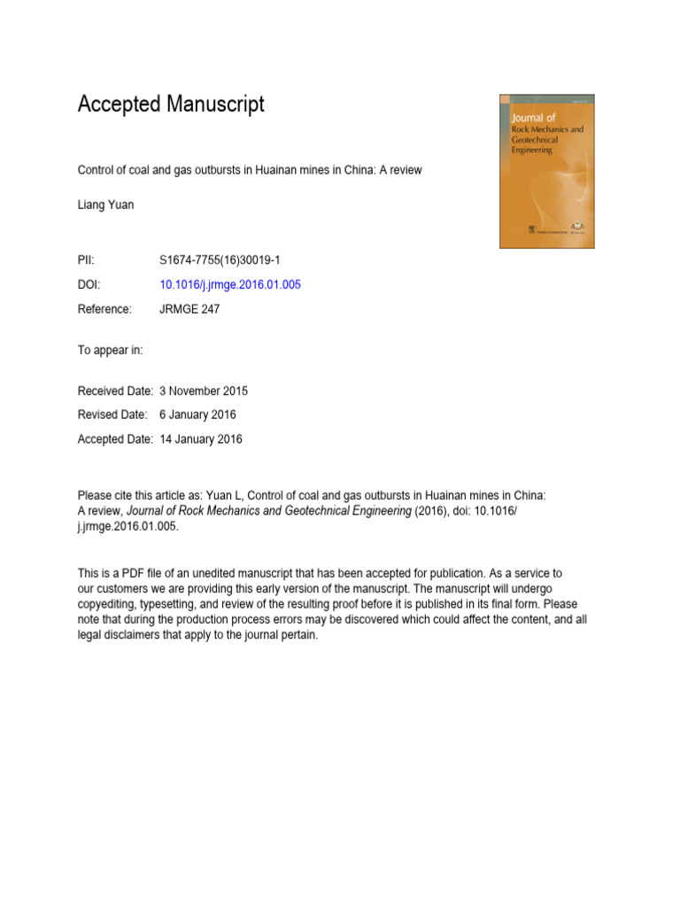 Coal and Gas Outburst Control in Huainan | PDF | Coal Mining | Mining