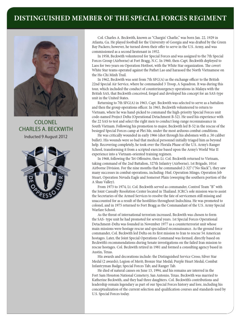 Colonel Beckwith: Legacy of Leadership | PDF | Military Organization ...