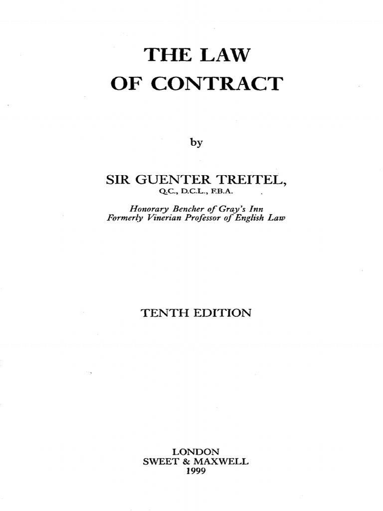 Treitel's Law of Contract Overview | PDF | Misrepresentation | Breach ...