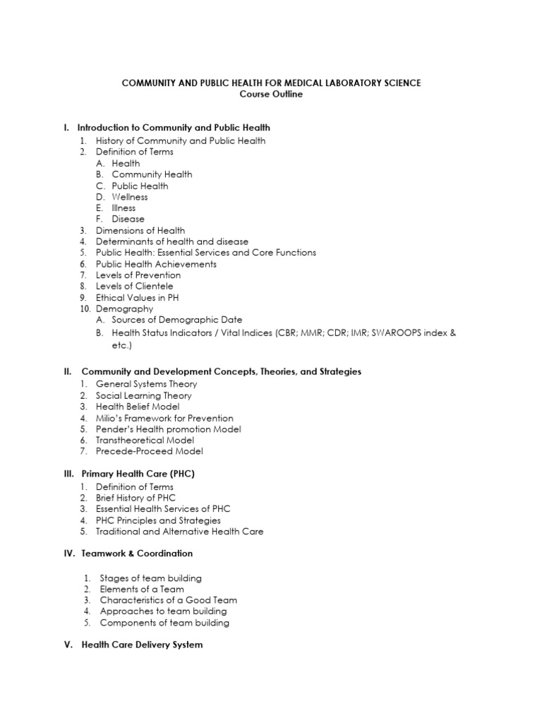 Community and Public Health Overview | PDF | Epidemiology | Physical ...