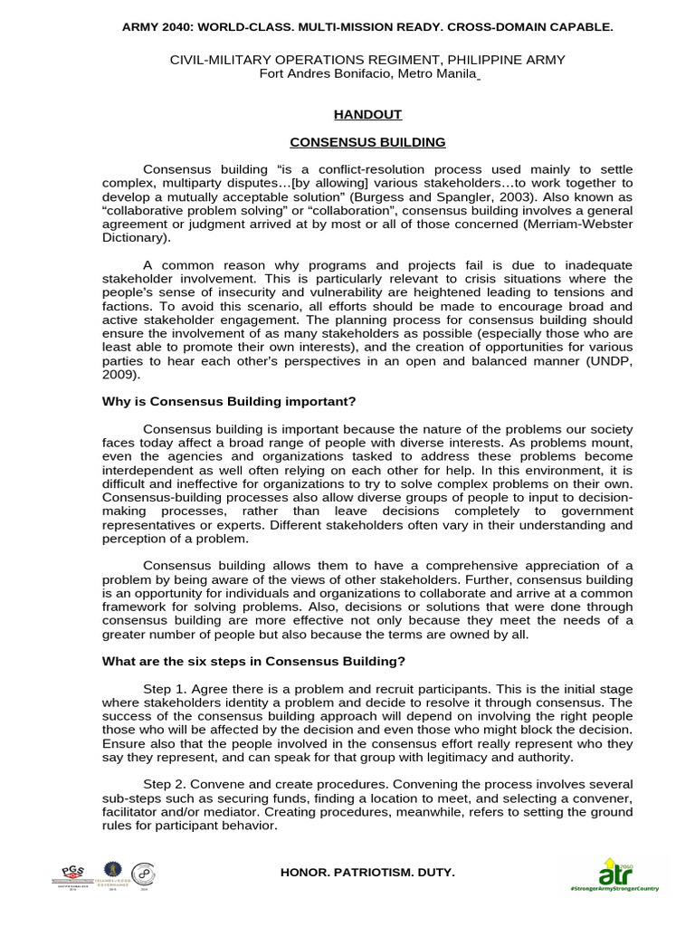 Consensus Building in Crisis Management | PDF | Mediation | Consensus ...