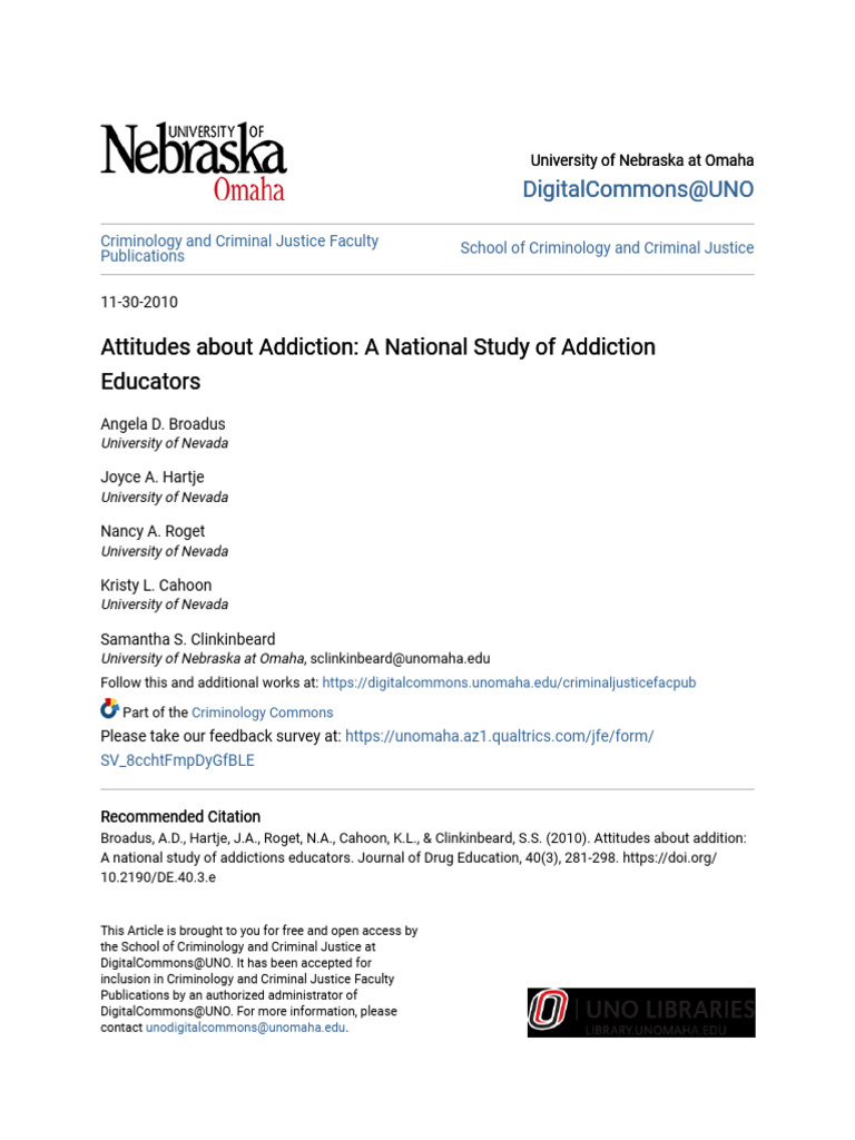 Attitudes About Addiction_ a National Study of Addiction Educator | PDF ...