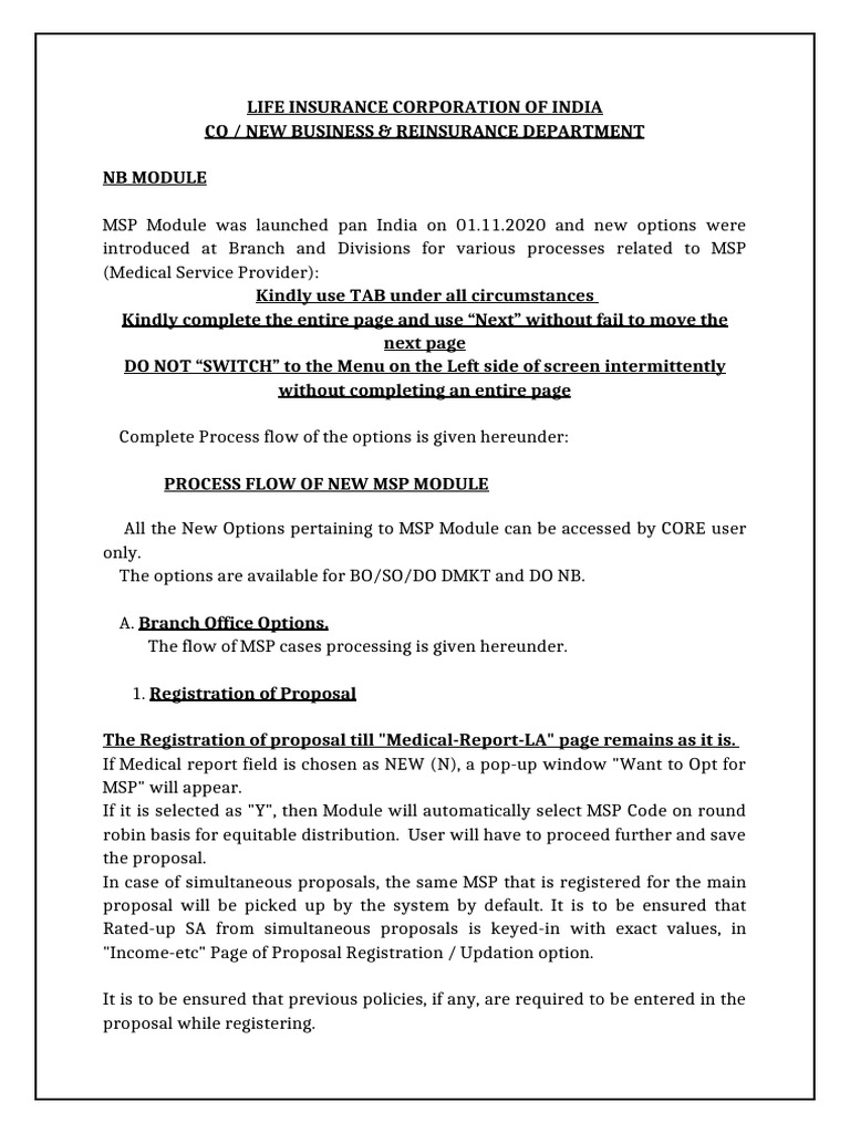 MSP Module Process Flow Guide | PDF | Comma Separated Values