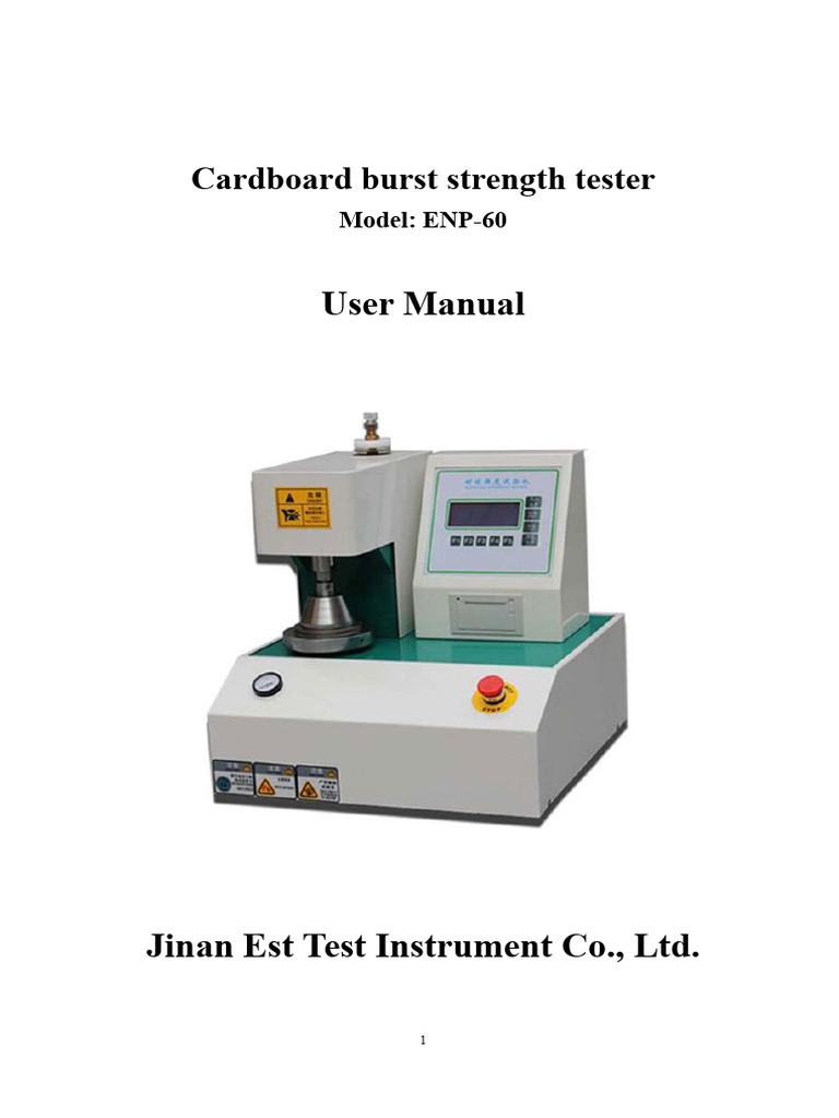 Cardboard Burst Strength Tester Manual | PDF | Paperboard | Pressure
