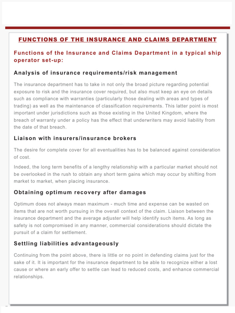 3 3 Functions Insurance and Claims | PDF