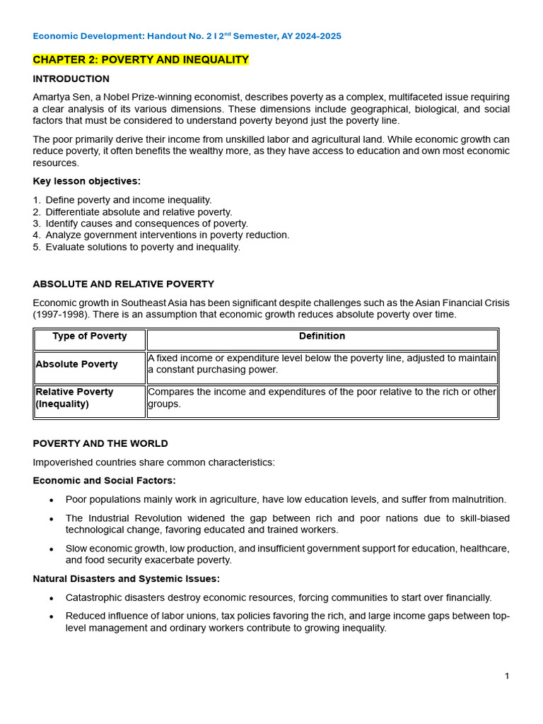 Understanding Poverty and Inequality | PDF | Poverty | Poverty ...
