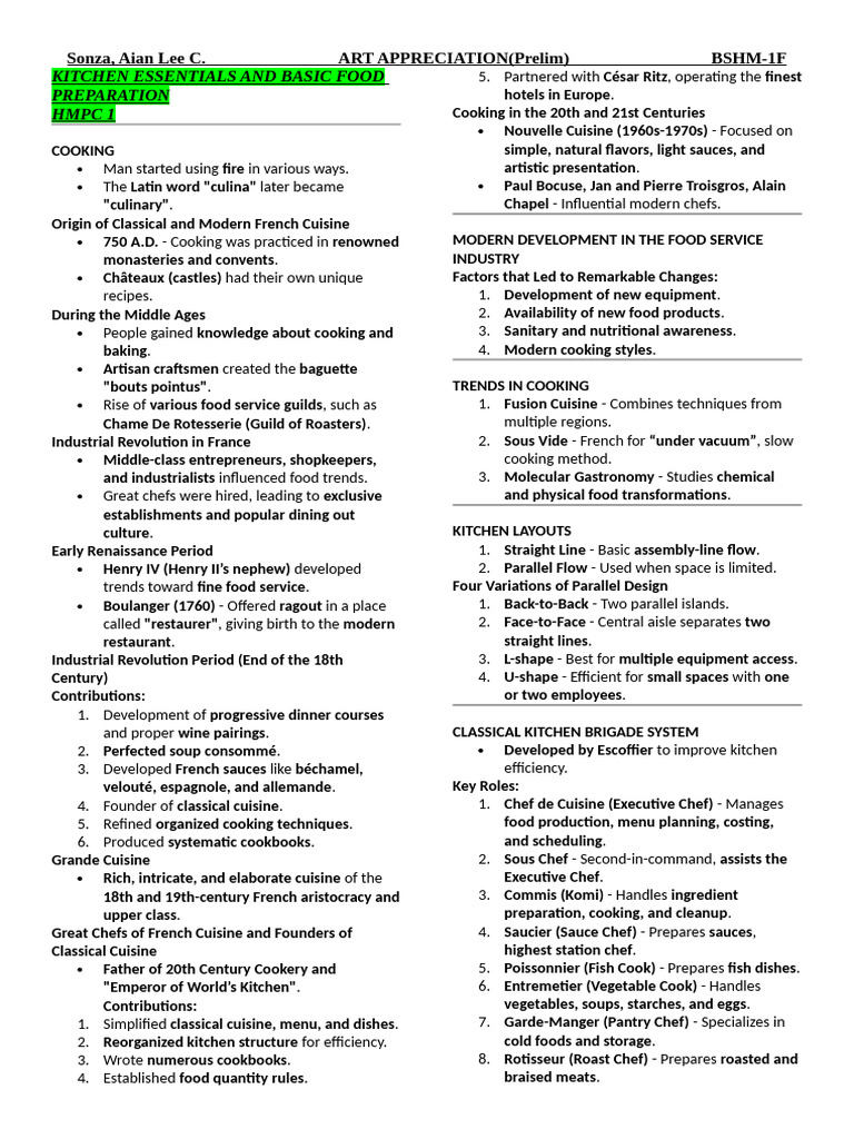 Kitchen Essentials & Food Safety Guide | PDF | French Cuisine | Food Safety