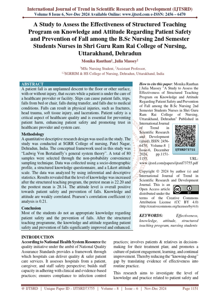 A Study To Assess The Effectiveness of Structured Teaching Program On ...