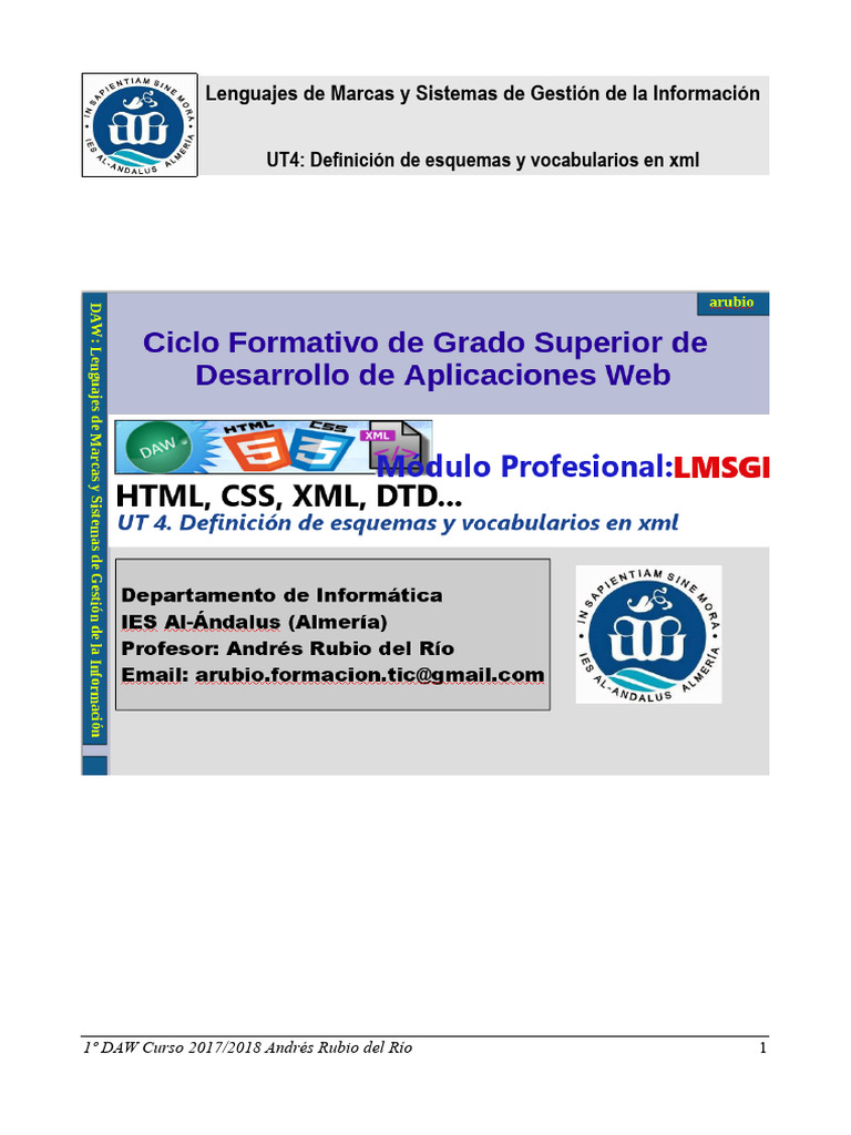 Definición de esquemas en XML | PDF | Xml | HTML