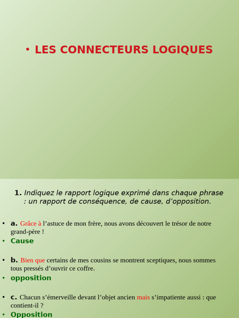 Connecteurs logiques : types et exemples | PDF