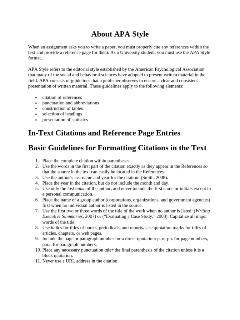About APA Style | PDF | Citation | Apa Style