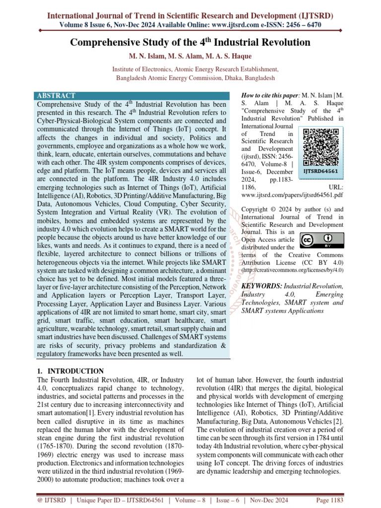 Comprehensive Study of The 4th Industrial Revolution | PDF | Internet ...