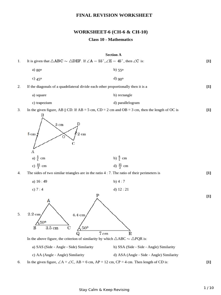 x Worksheet 6 Qp (Ch 6,10) | PDF | Circle | Triangle