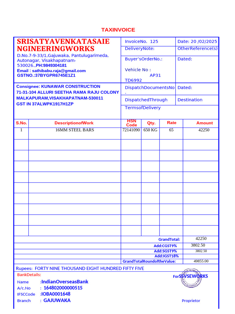 Kone Elevator India Invoice Summary | PDF