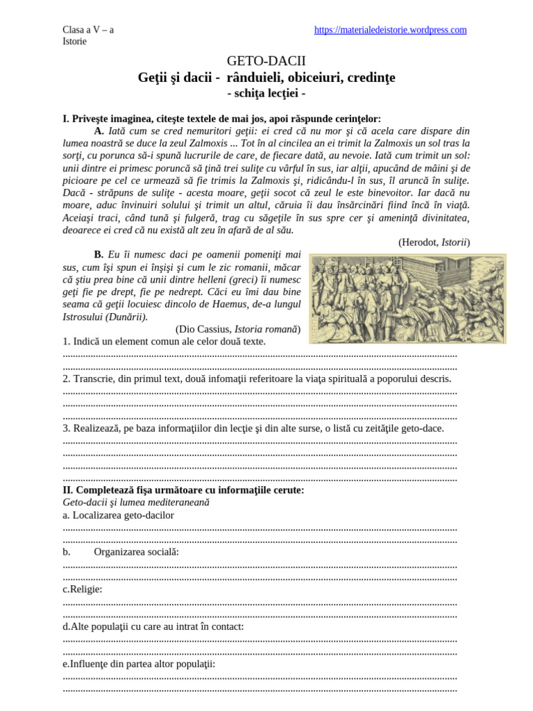 Getii Si Dacii Fisa de Lucru | PDF