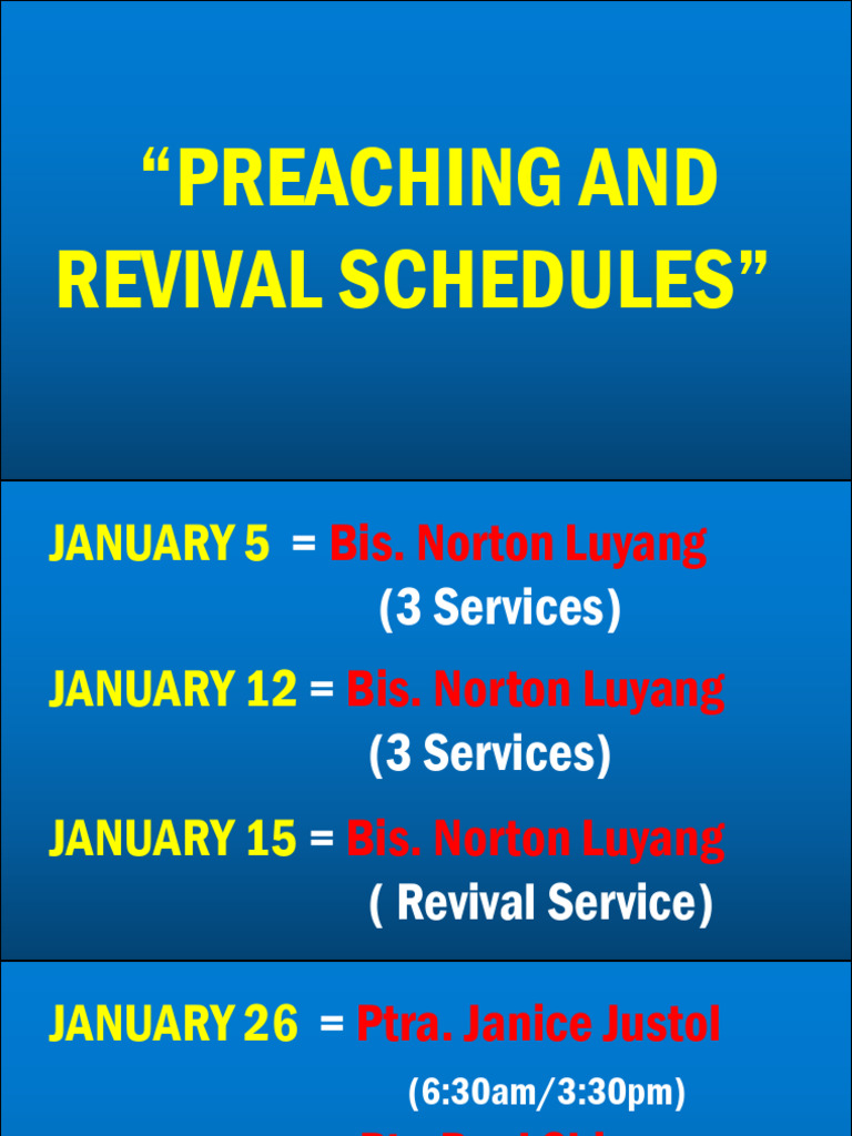 Revival Schedule Overview | PDF