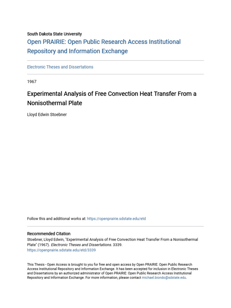 Experimental Analysis of Free Convection Heat Transfer From a Non | PDF ...