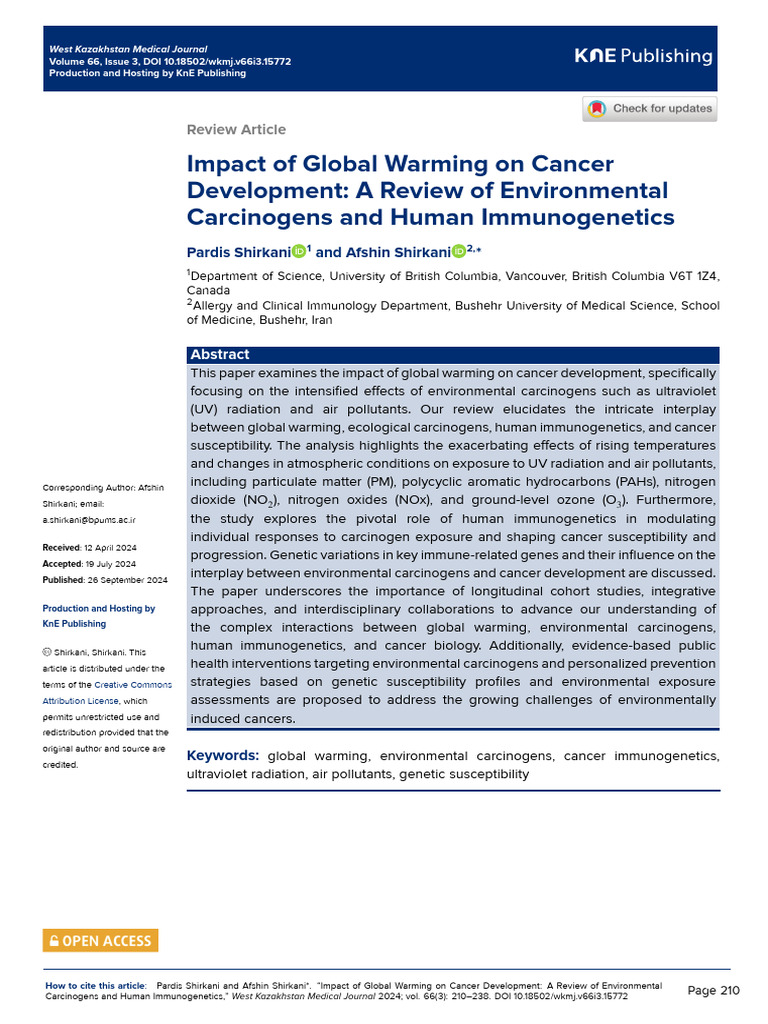 Global Warming's Impact on Cancer Risk | PDF | Immune System | T Cell