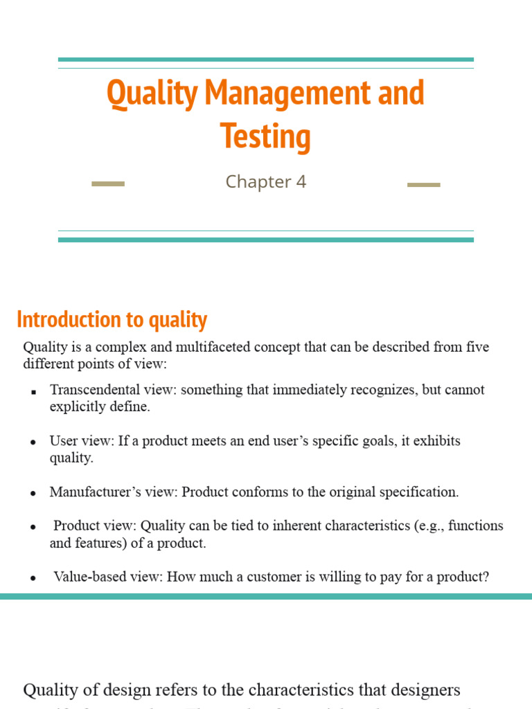 Quality Management and Testing | PDF | Reliability Engineering ...