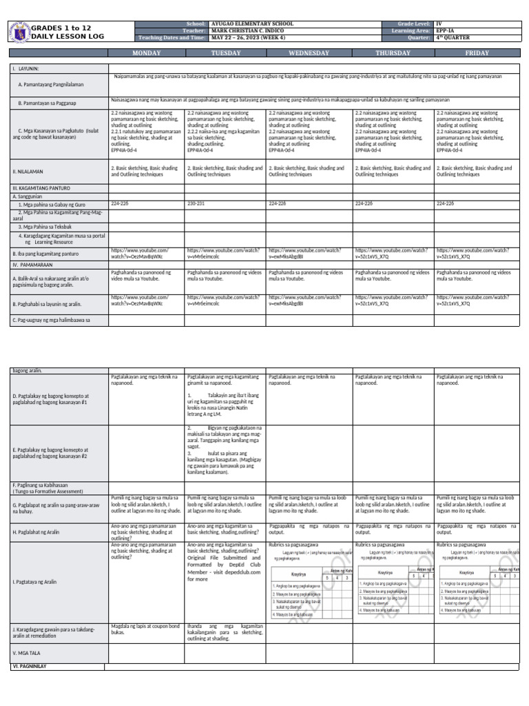 DLL - Epp 4 - Q4 - W4 | PDF