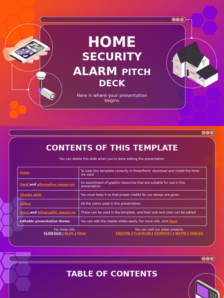 Home Security Alarm App Pitch Deck by Slidesgo | PDF | Planets | Saturn