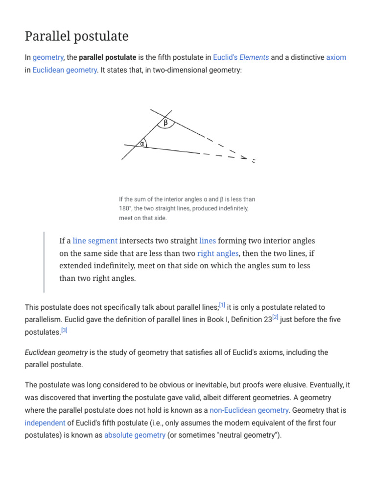 Understanding the Parallel Postulate | PDF | Mathematical Concepts | Euclid