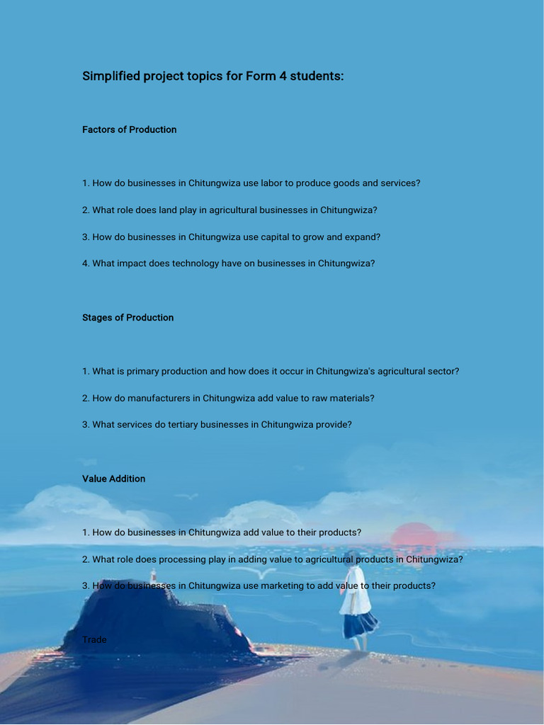 Commerce Project Topics for Students | PDF | Entrepreneurship | Trade