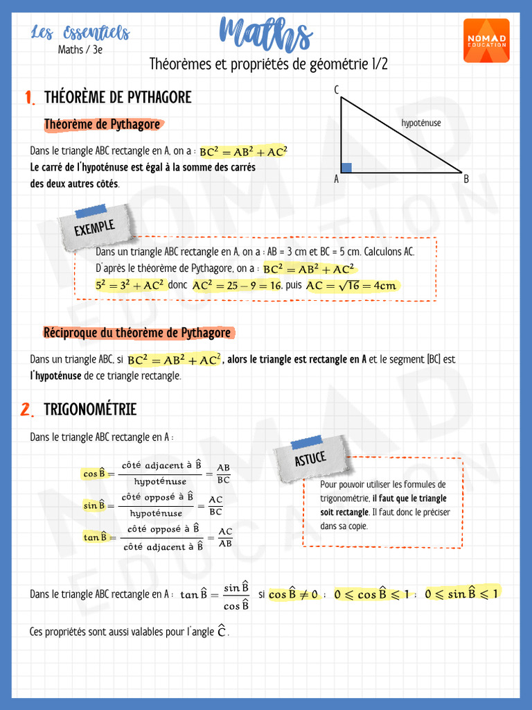 Propriétés du triangle rectangle | PDF | Triangle | Euclide