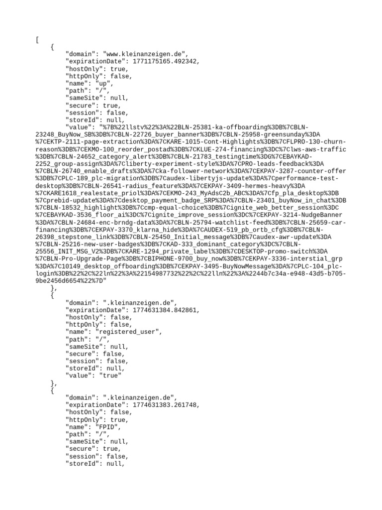 Kleinanzeigen Cookie Data Overview | PDF | Sql | Databases