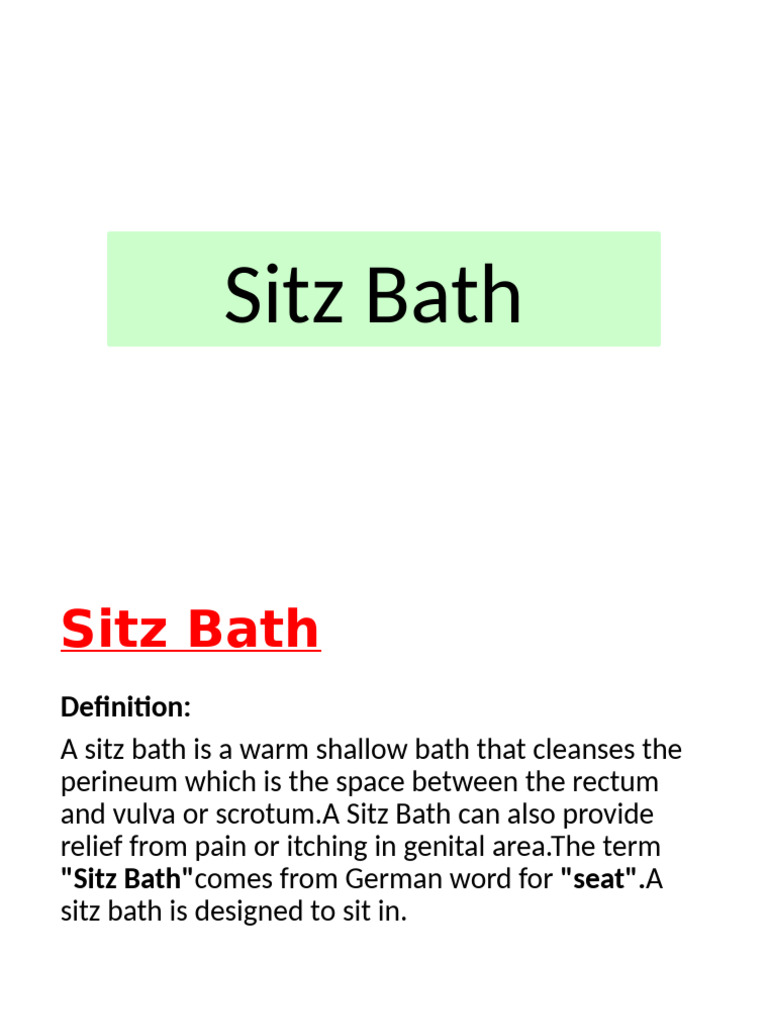 Understanding Sitz Bath Procedures | PDF