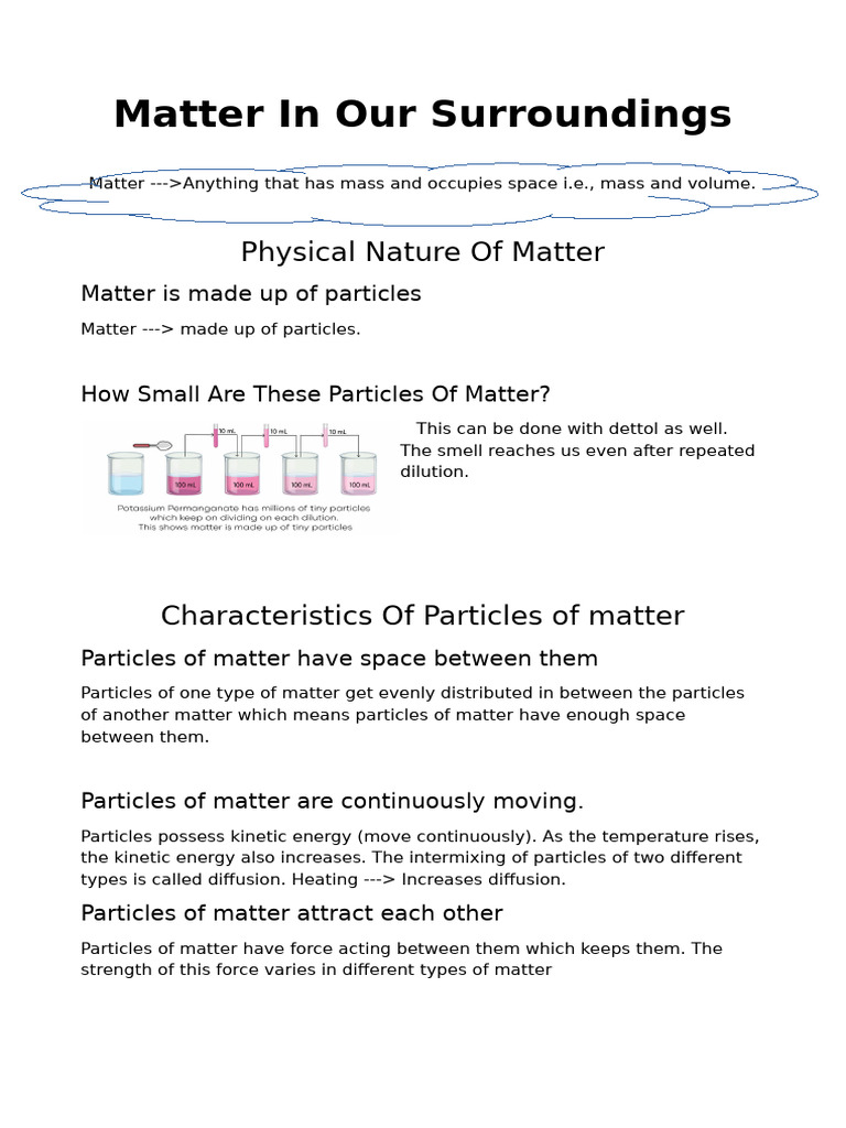 Characteristics of Matter and States | PDF | Gases | Liquids