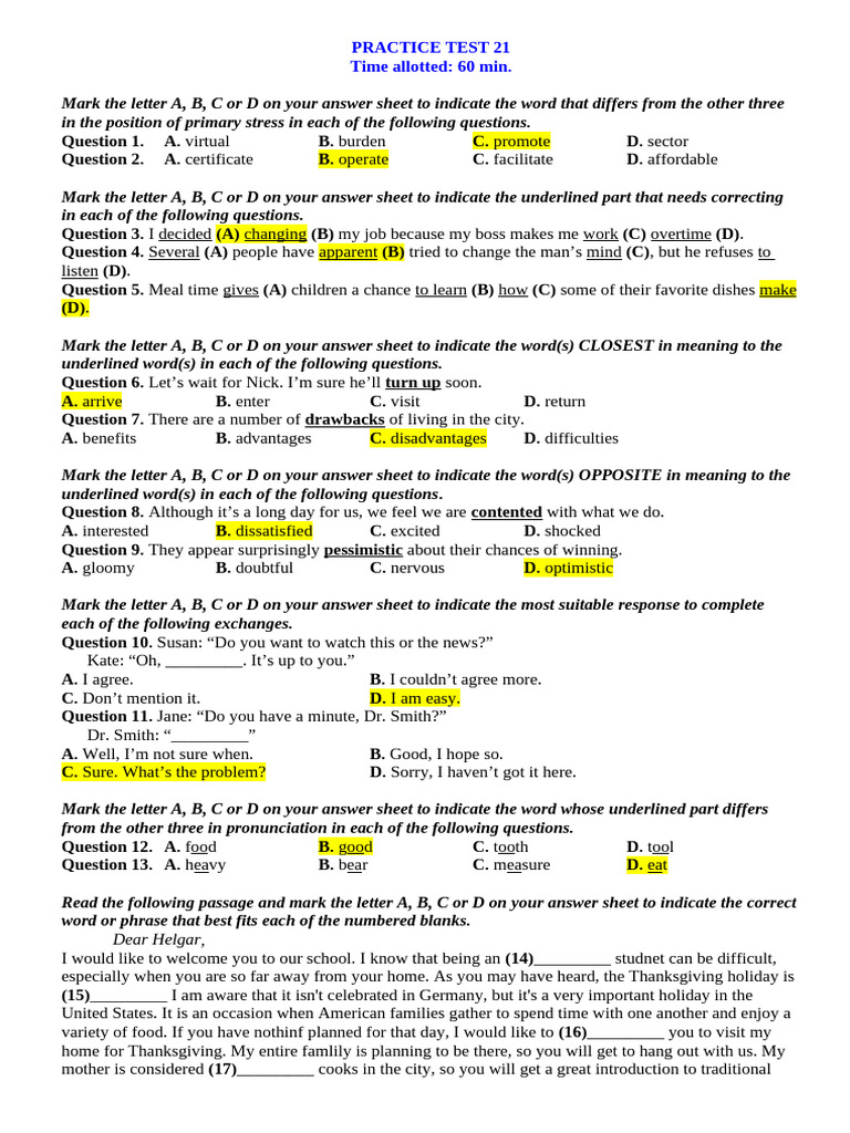 Practice Test 21 15 Tc Duy | PDF | Climate Change | Oceans