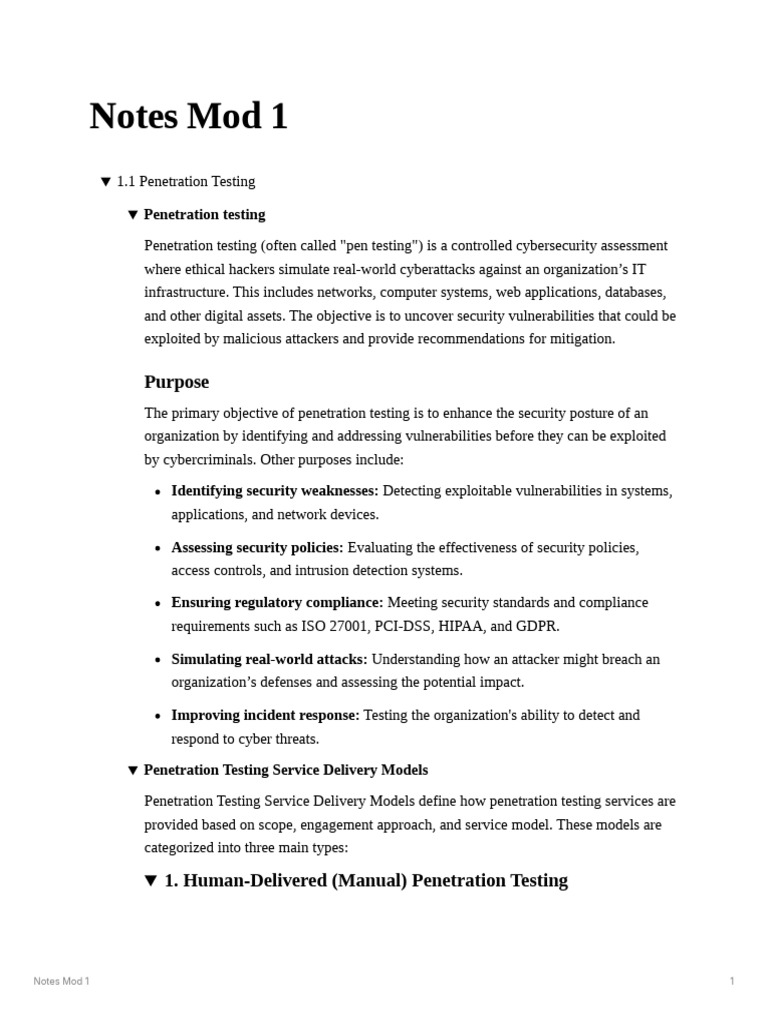 pentest_Notes_Mod_1 | PDF | Security | Computer Security