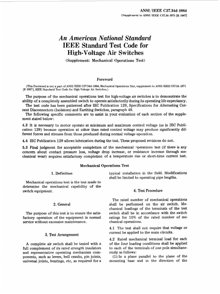 ANSI IEEE C37.34d-1984 (Supplement to ANSI IEEE C37.34-1971) | PDF ...