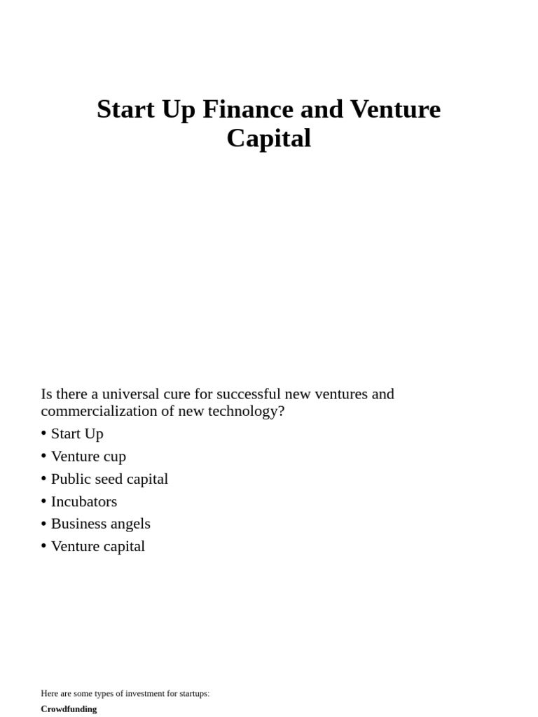 Startup Financing and Investment Strategies | PDF | Startup Company ...