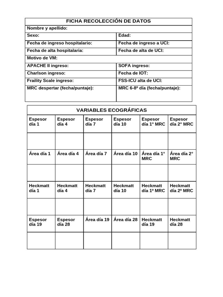 Ficha Recolección De Datos Pdf