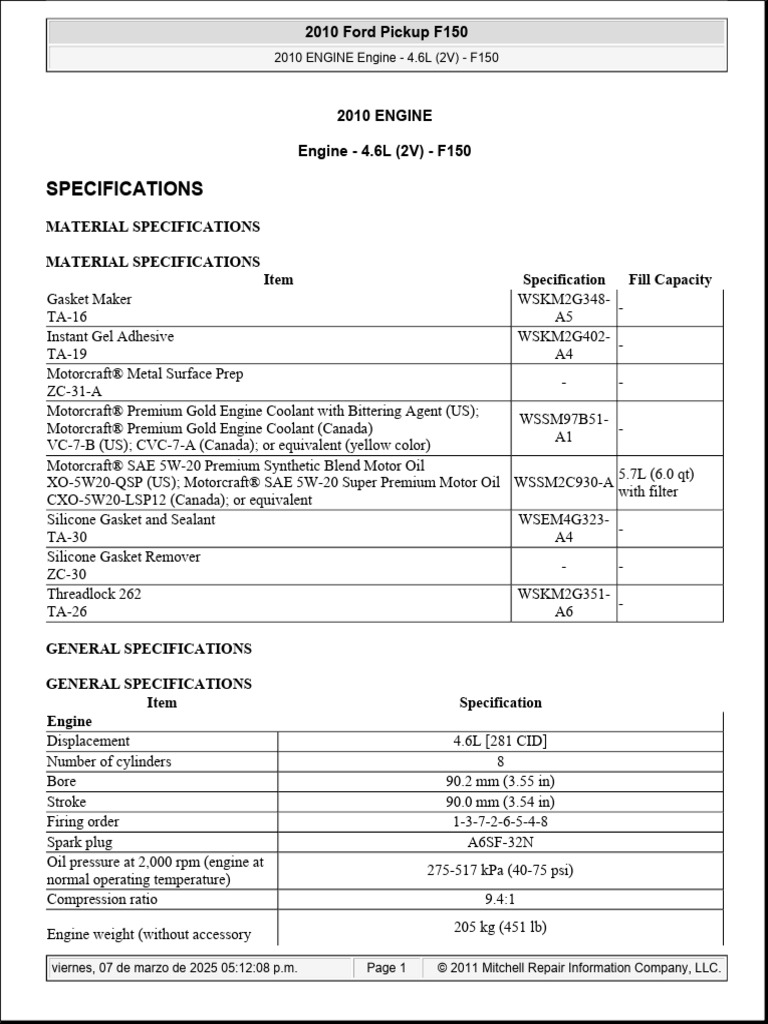 2010 ENGINE - 4.6L (2V) - F150 Reparacion de Motor | PDF | Piston