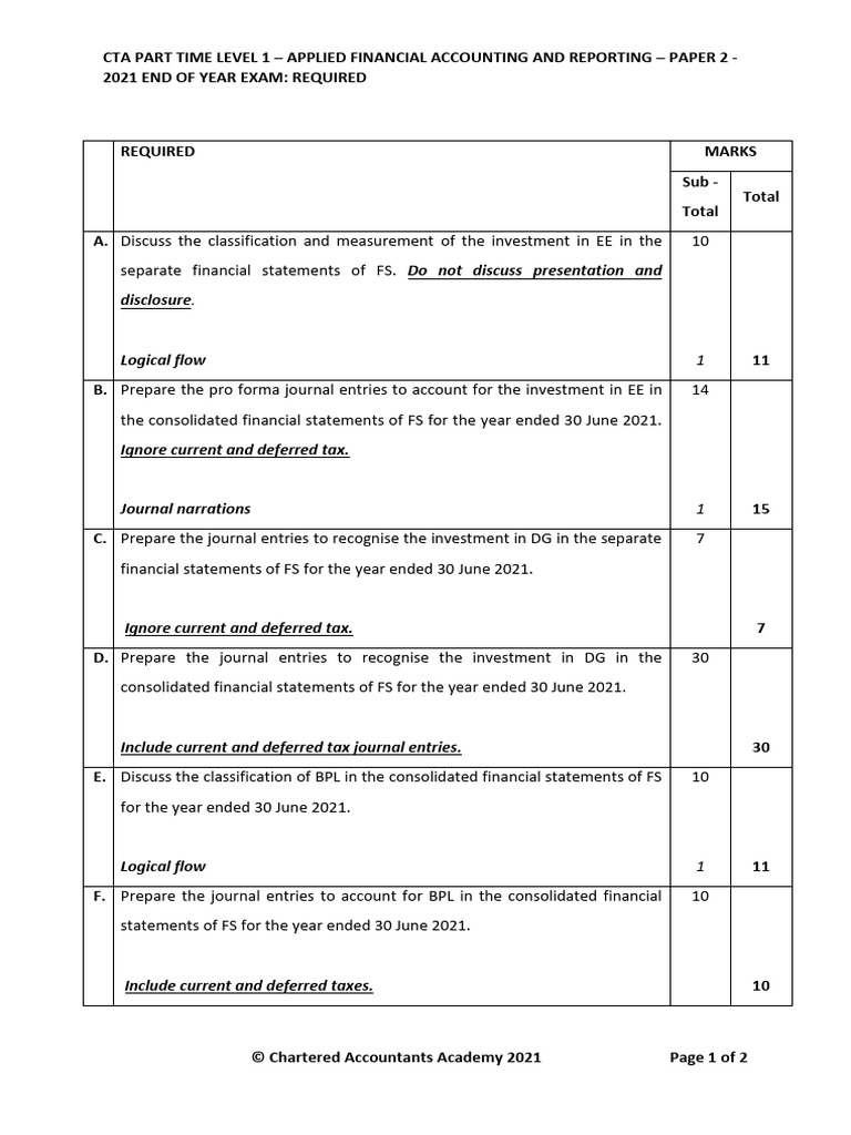 2021 Cta 1 Eoy Finnac p2 Required | PDF | Accounting | Financial Services
