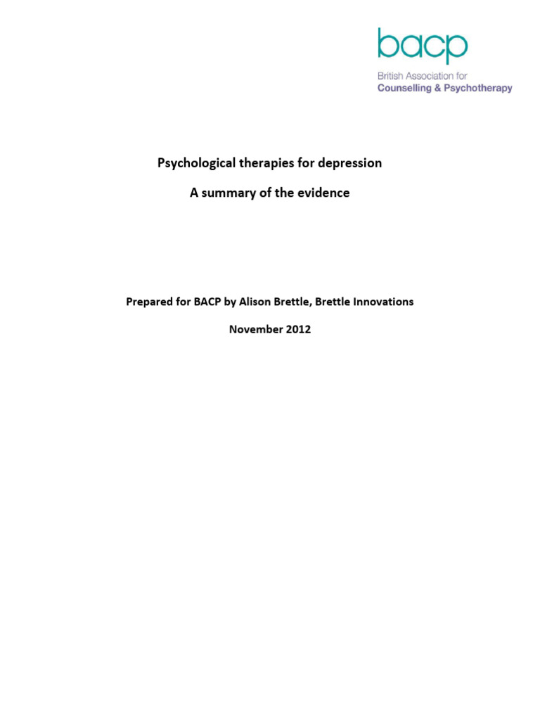 Evidence on Psychological Therapies for Depression | PDF | Cognitive ...