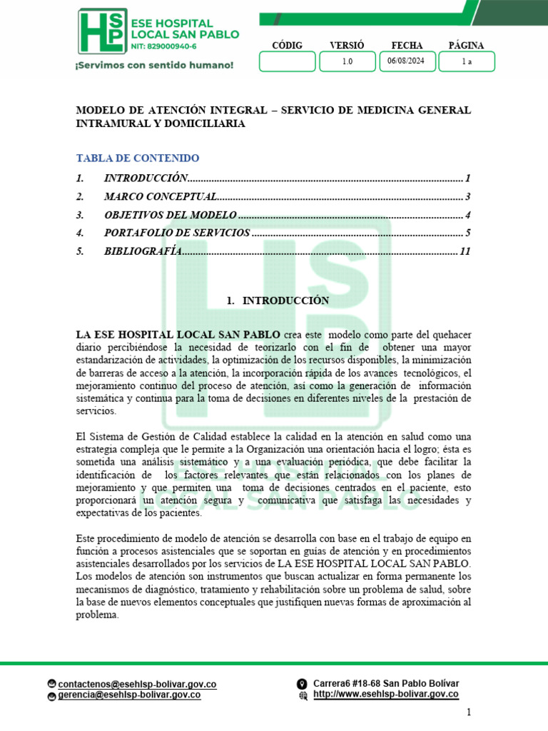 2 Modelo de Atencion Integral en Salud Ese HSLP | PDF | Cuidado de la ...