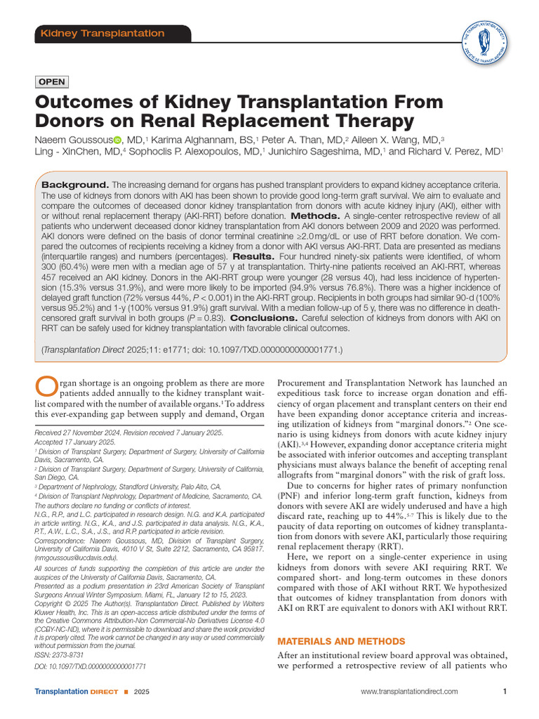 Outcomes of Kidney Transplantation From Donors On.12 | PDF | Kidney ...
