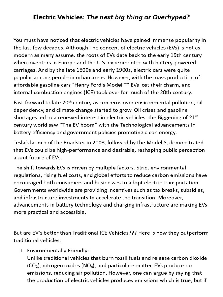 Electric Vehicles: Trends and Challenges | PDF | Electric Vehicle ...