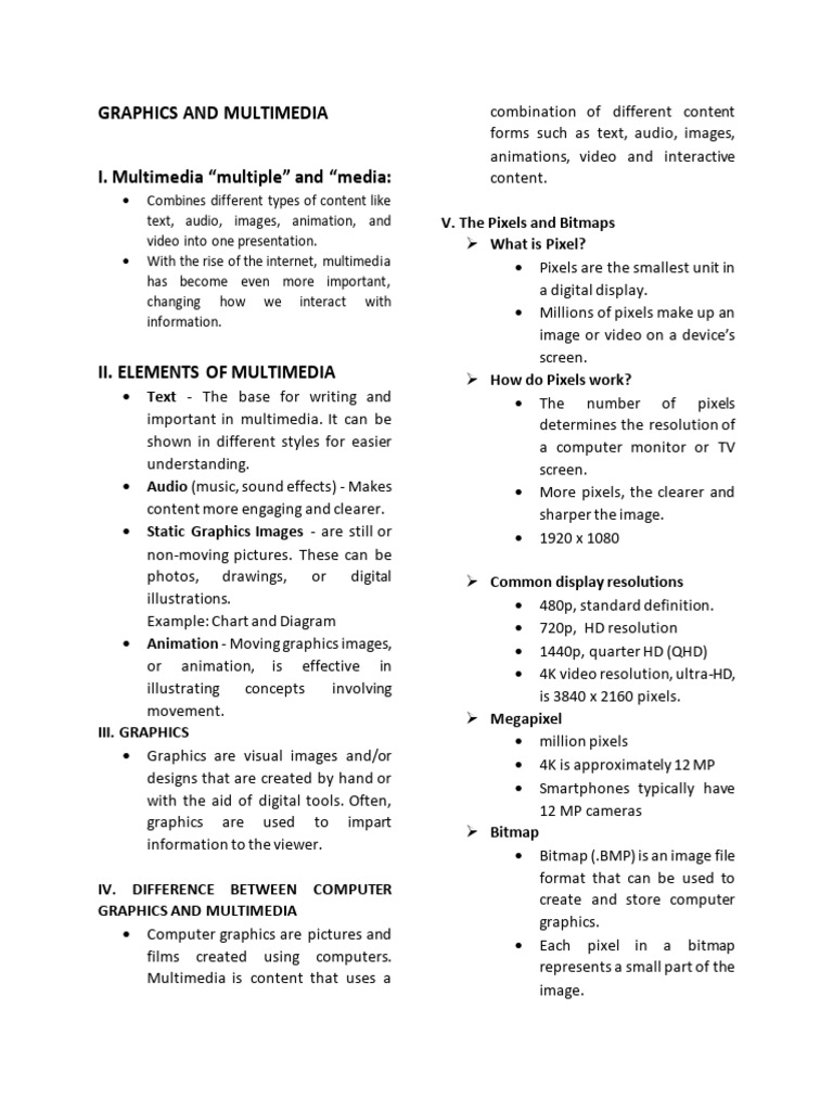 Understanding Multimedia and Graphics | PDF | Graphics | Pixel