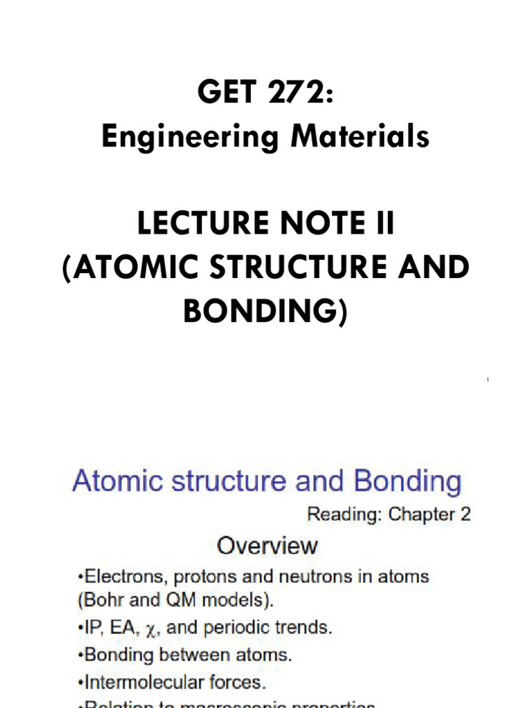 Engineering Materials: Atomic Structure | PDF