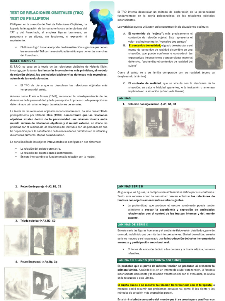Test de Relaciones Objetales (TRO) | PDF | Las emociones | Conceptos ...