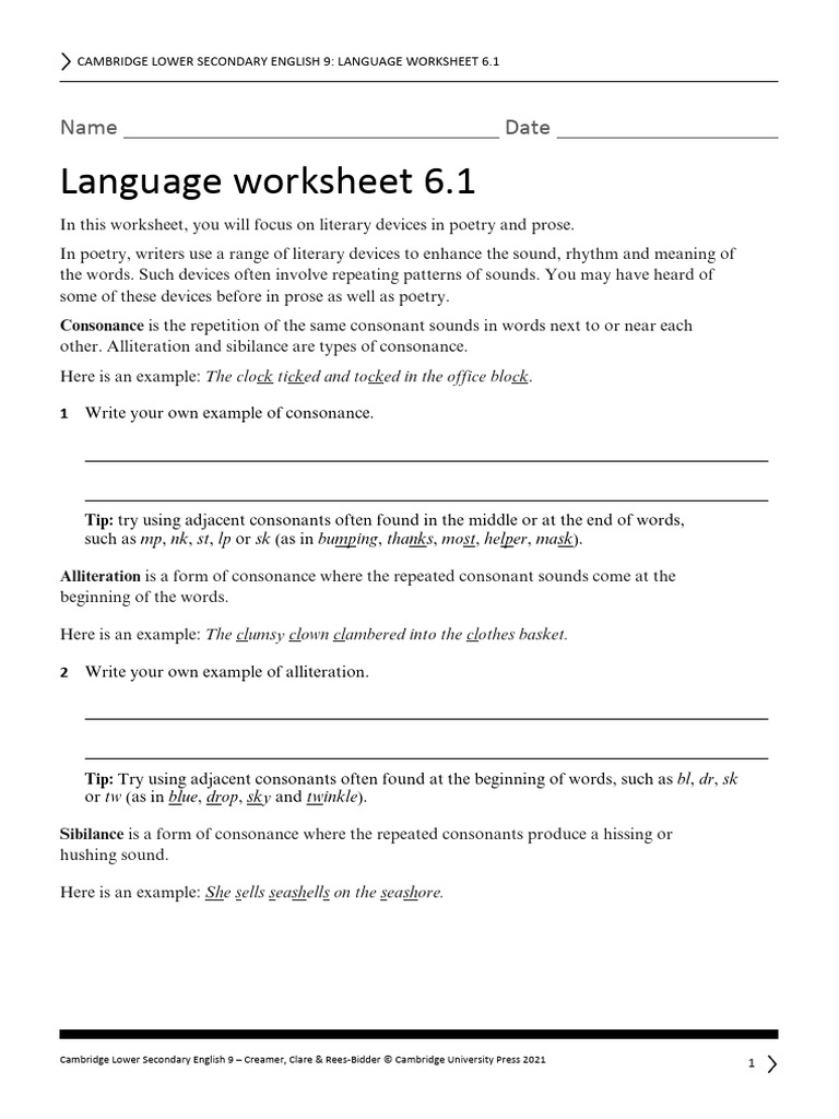 Literary Devices in Poetry Worksheet | PDF | Poetry | Linguistics