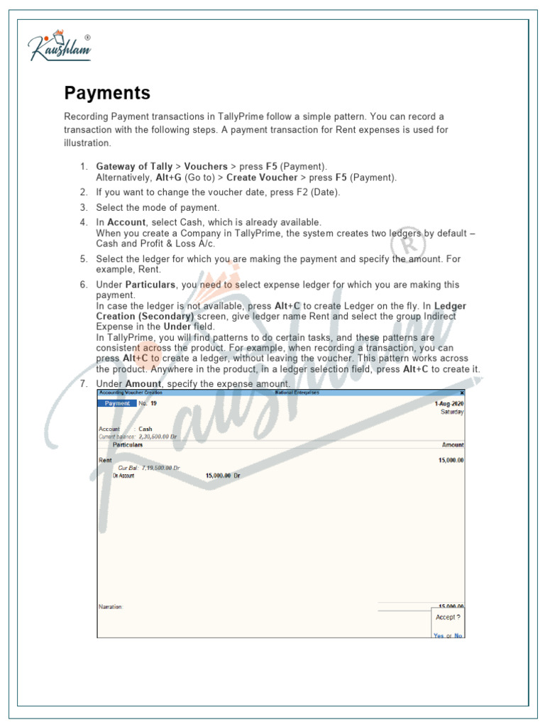Recording Payments in TallyPrime | PDF | Debits And Credits | Voucher